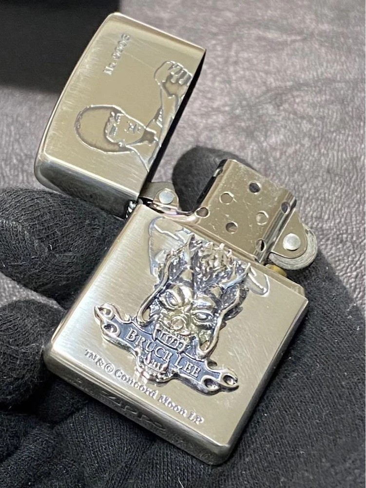 Zippo Bruce Lee 3D Metal Silver One Sided Processing Lighter Regular Japan
