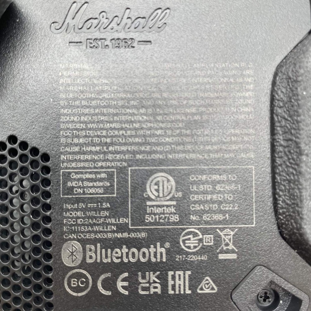 Marshall Willen Portable Bluetooth Speaker Black 1006059