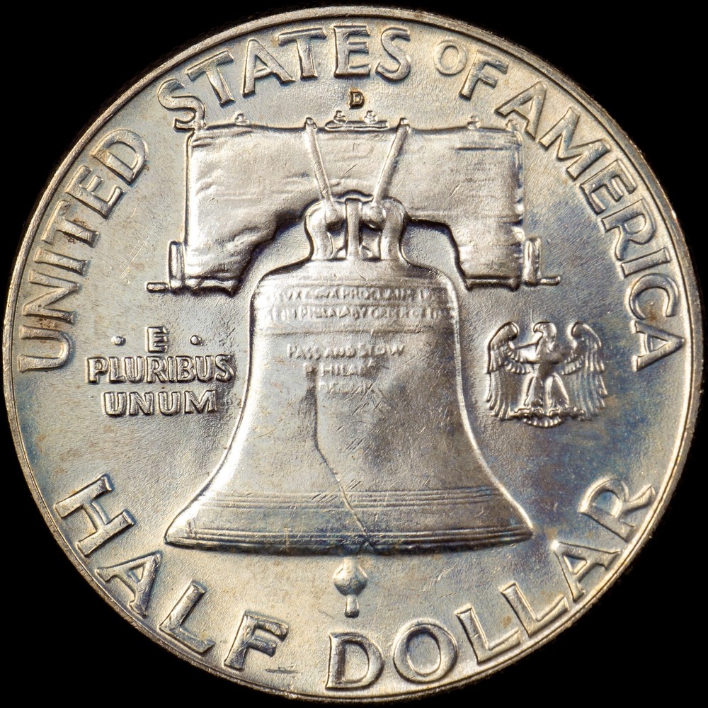 1954-D Franklin Half Dollar - Lightly Toned - AU!