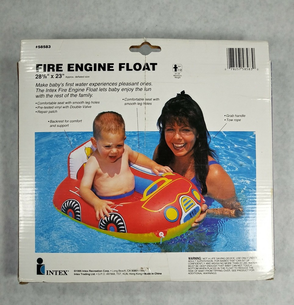 Inflatable Intex Fire Engine Ride On Pool Float Wet Set Toy NIB 1995 #58583
