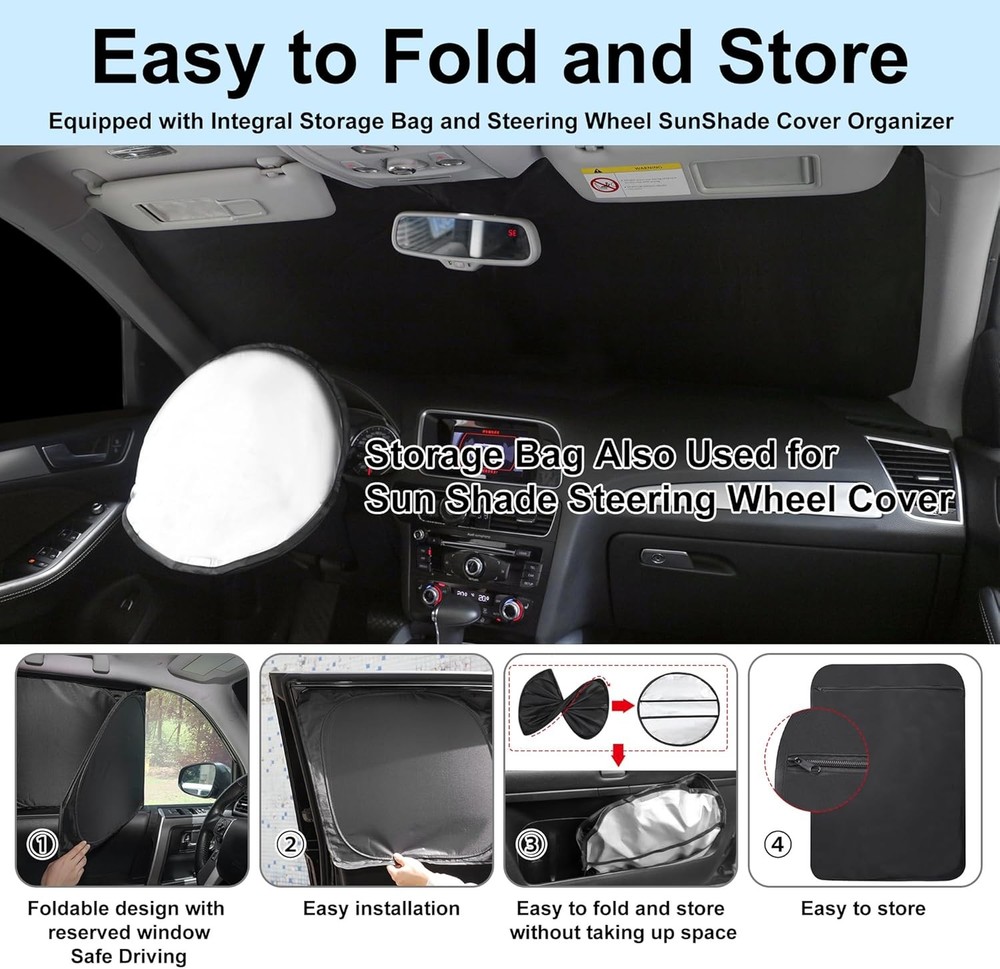 Windshield Sun Shade Car Windshield Foldable Full Windows Coverage Custom Fit fo