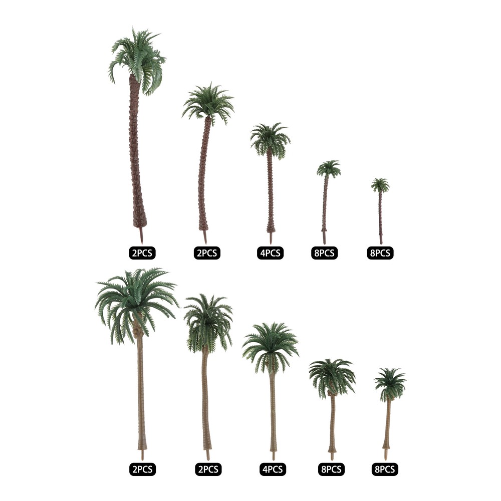 48Pcs Coconut Trees Model Layout Rainforest Palm Tree for Train Railroad Scenery