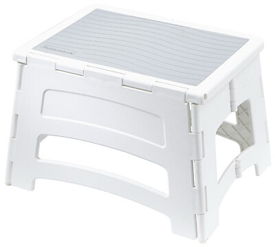 Rubbermaid RM-PL1W Folding Step Stool, Plastic - Quantity 1