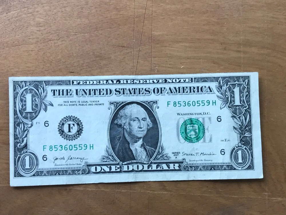 Miscut 2021 Washington One Dollar Bill Error Note - Misaligned Print $1 Currency