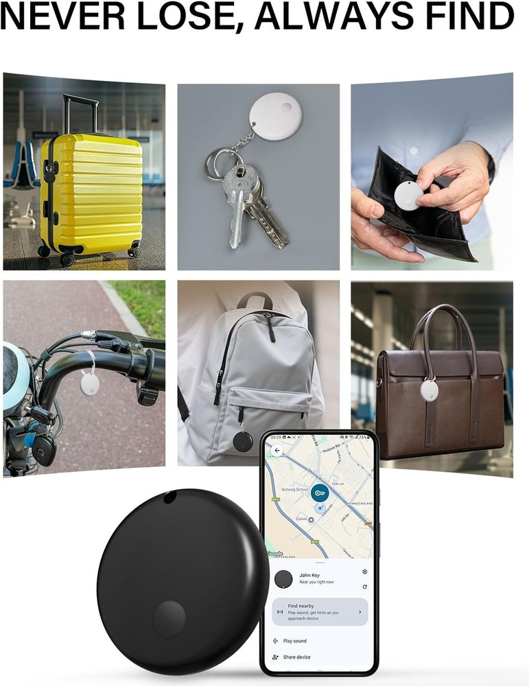 2-Pack Android Tracker Tags - Find Hub Compatible, Waterproof & Compact