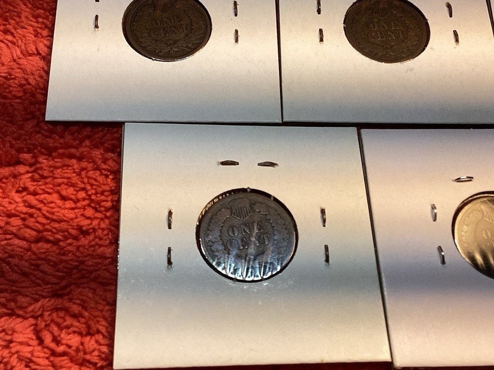 FIVE 1893 INDIAN HEAD PENNIES