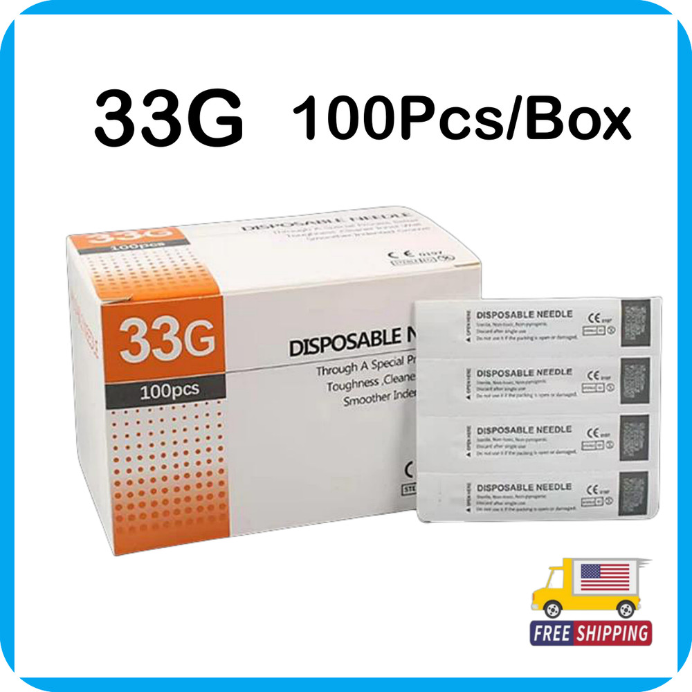 100Pcs Tattoo Needle Micro Needles 33G Disposable Sterile Injection-Needle
