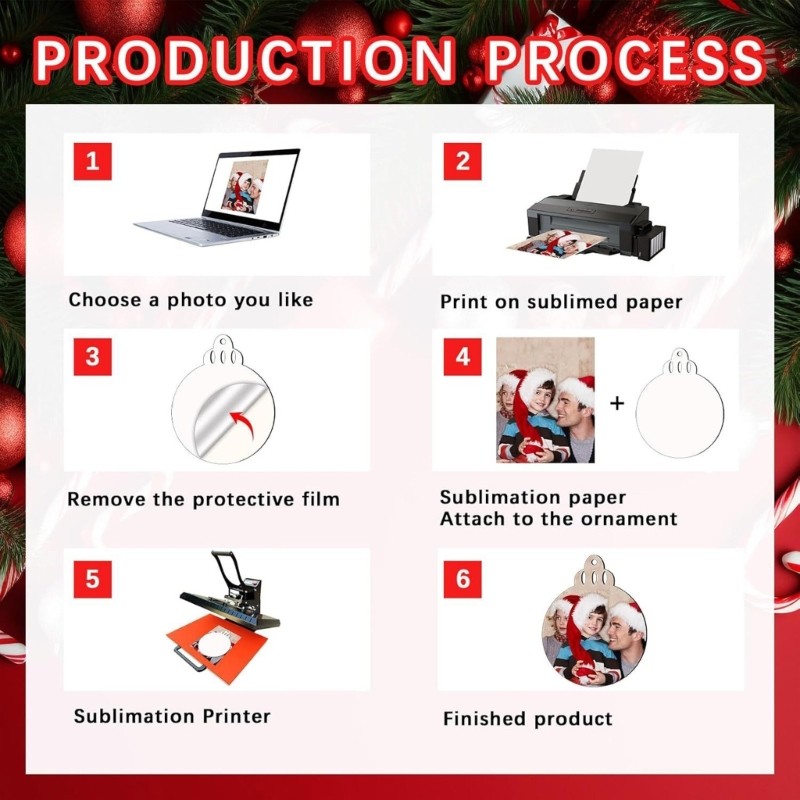 20Pieces Sublimation Blank Holiday Ornaments Creative Sublimation Project