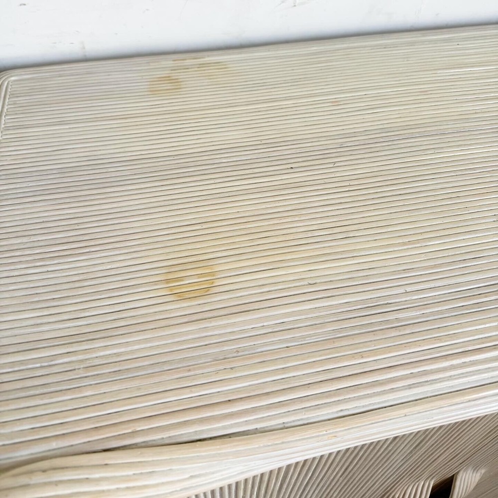 Boho Chic White Washed Ribbon Pencil Reed Cabinet/Sideboard