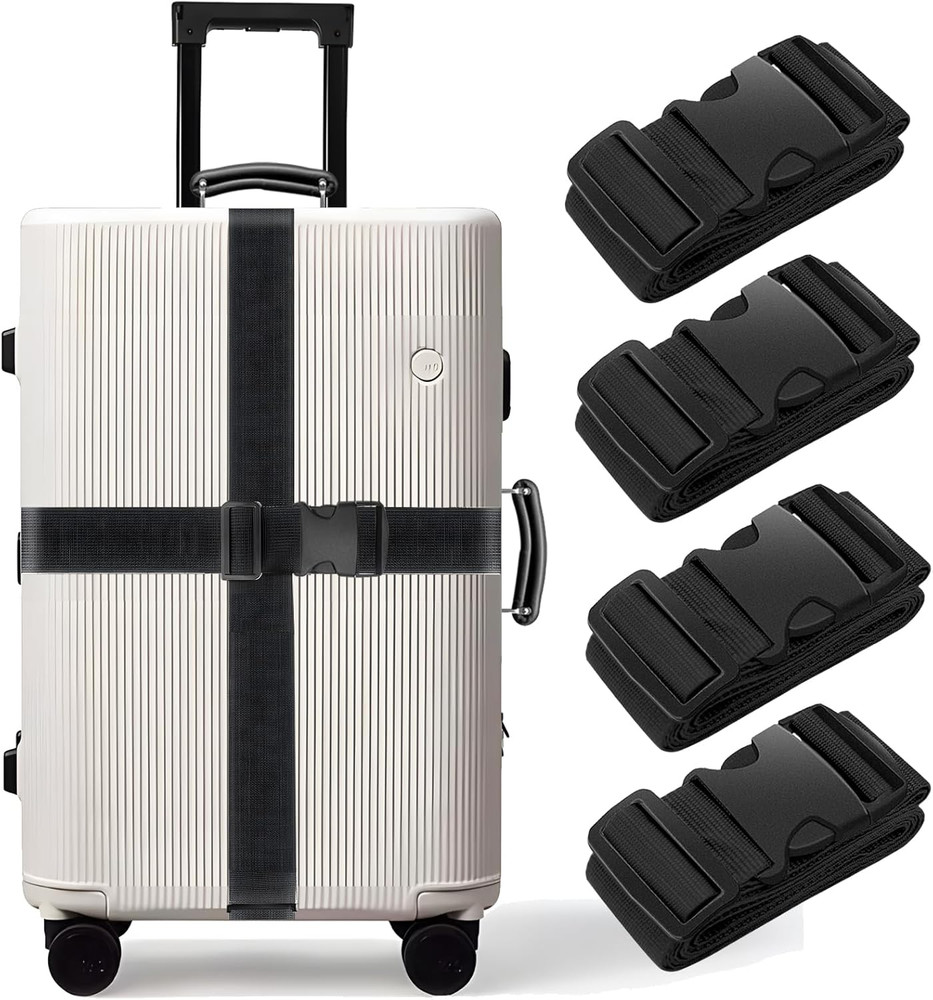 4 Pack Luggage Straps 79" Long Belts Keep Suitcase Secure While Traveling, TSA A