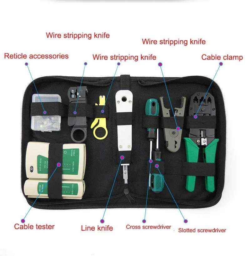 Network Tool Kit - RJ45 Crimper, Tester & Strippers for Ethernet Cable Work