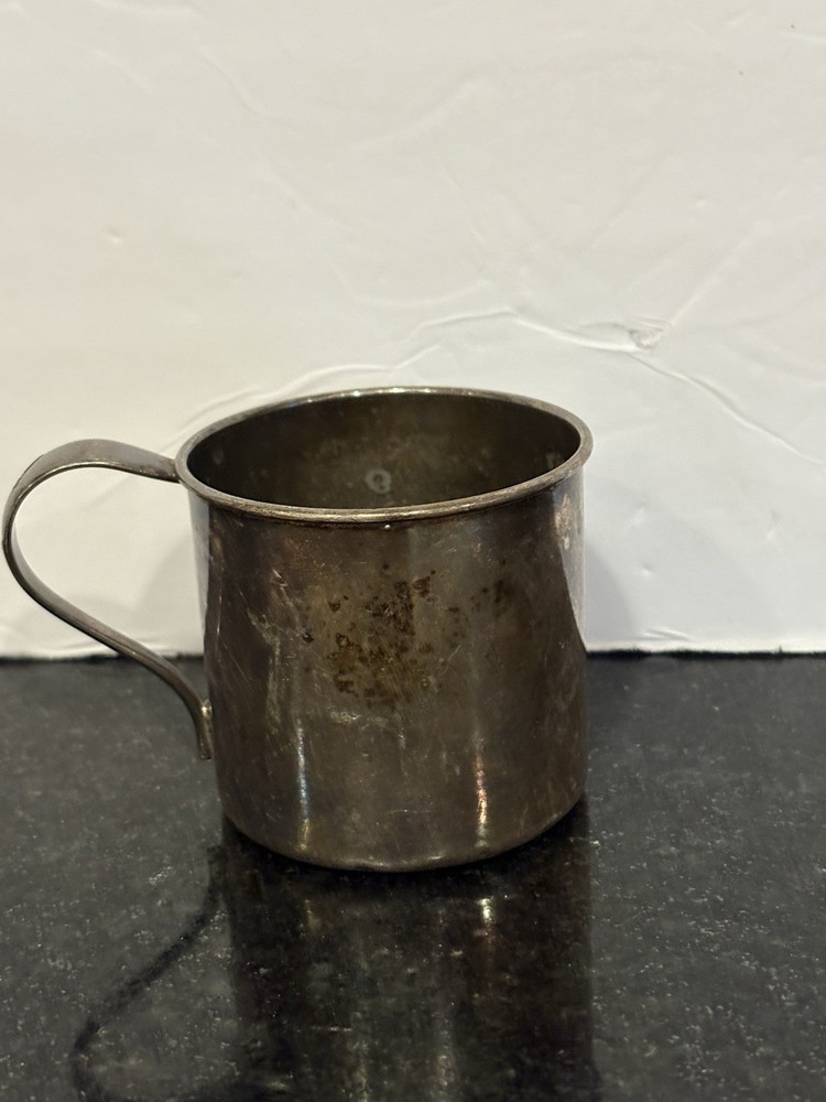 Vintage Silver Plated Child’s Cup. One Ornate Handle.