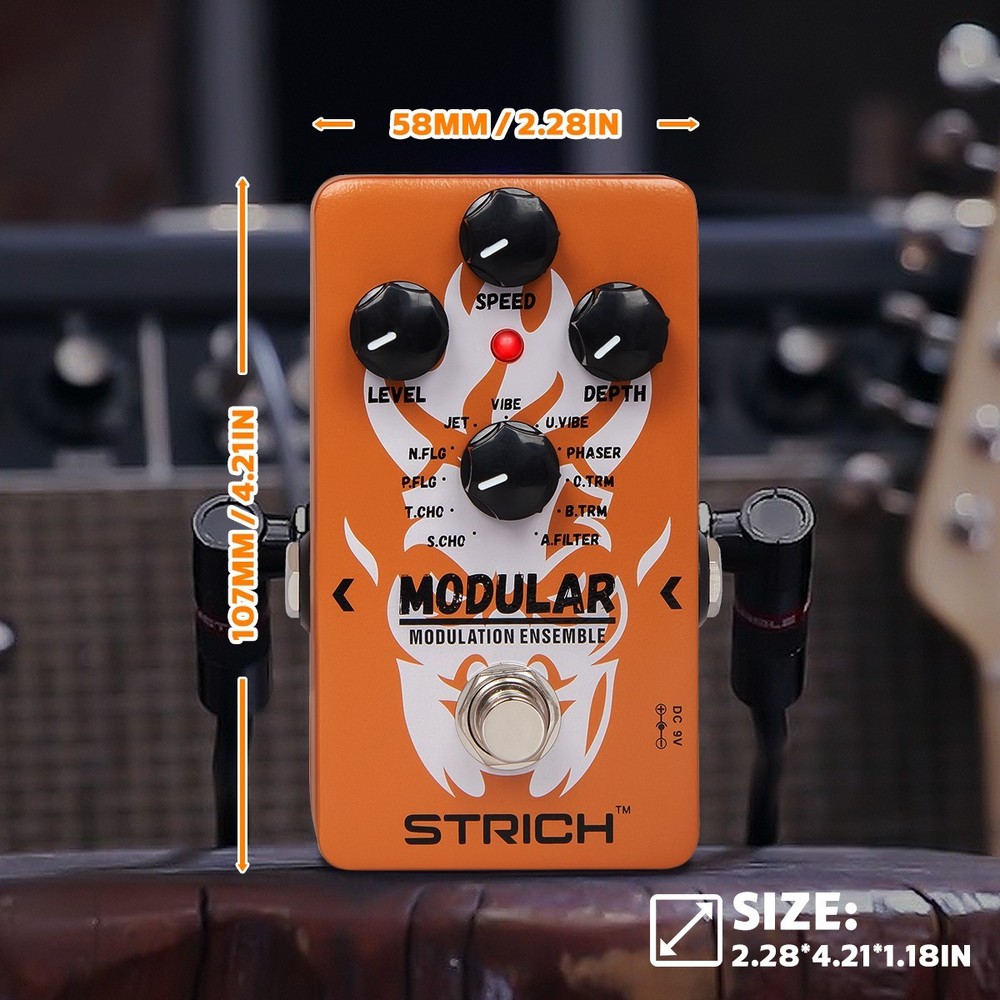 STRICH Guitar Effect Pedal &Power Supply Adapter, Multi Modulation True Bypass