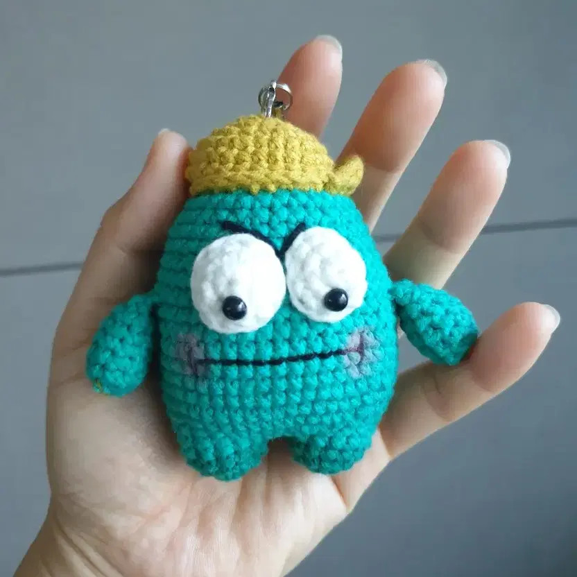 Handmade Emerald Color Knit Character Keyring