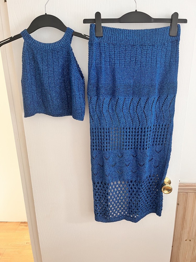 Blue crochet glitter coord will fit size 6-8
