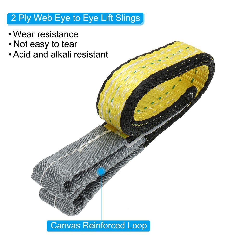 1"x2 Lift Strap LIFTING 2-Ply Polyester Tie Down Web Straps 3100lbs Capacity