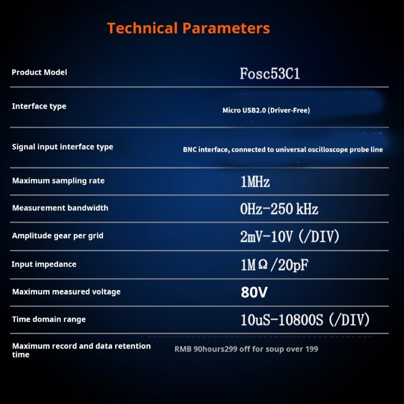 5 Input Channel Oscilloscope USB Power For Data Recording