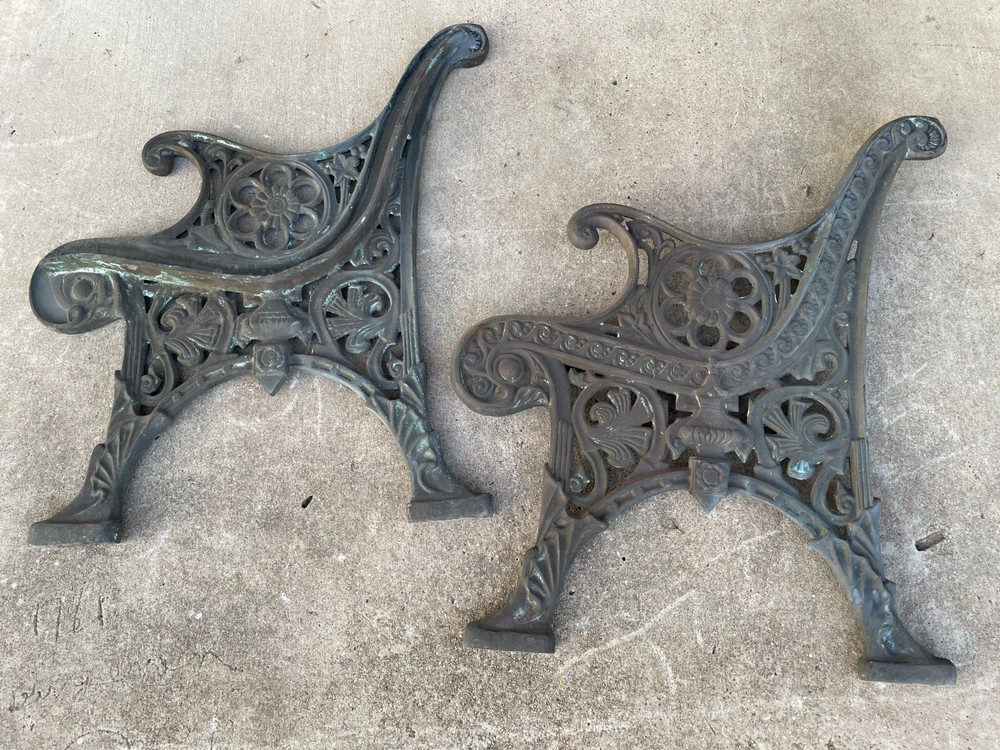 Vintage Solid Brass Bench Ends One Pair