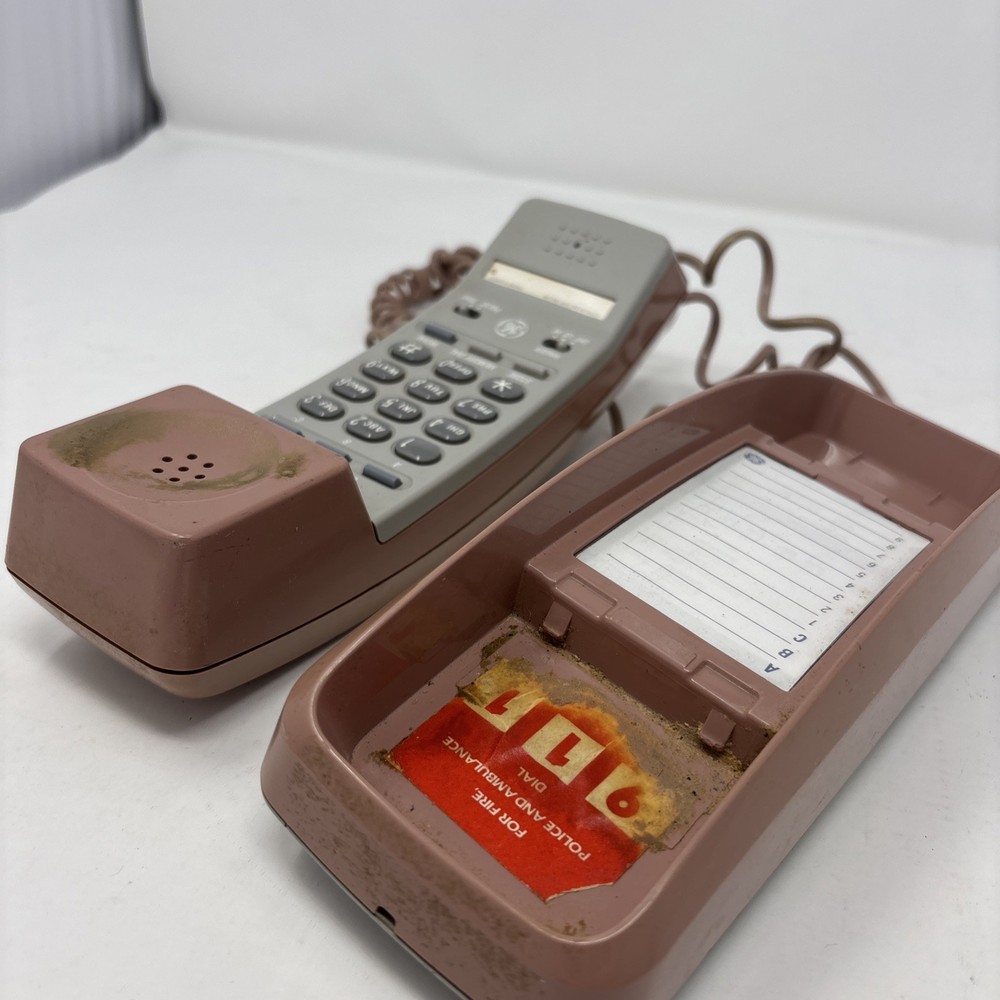 Vintage General Electric Blush Pink Push Button Wall Phone Untested