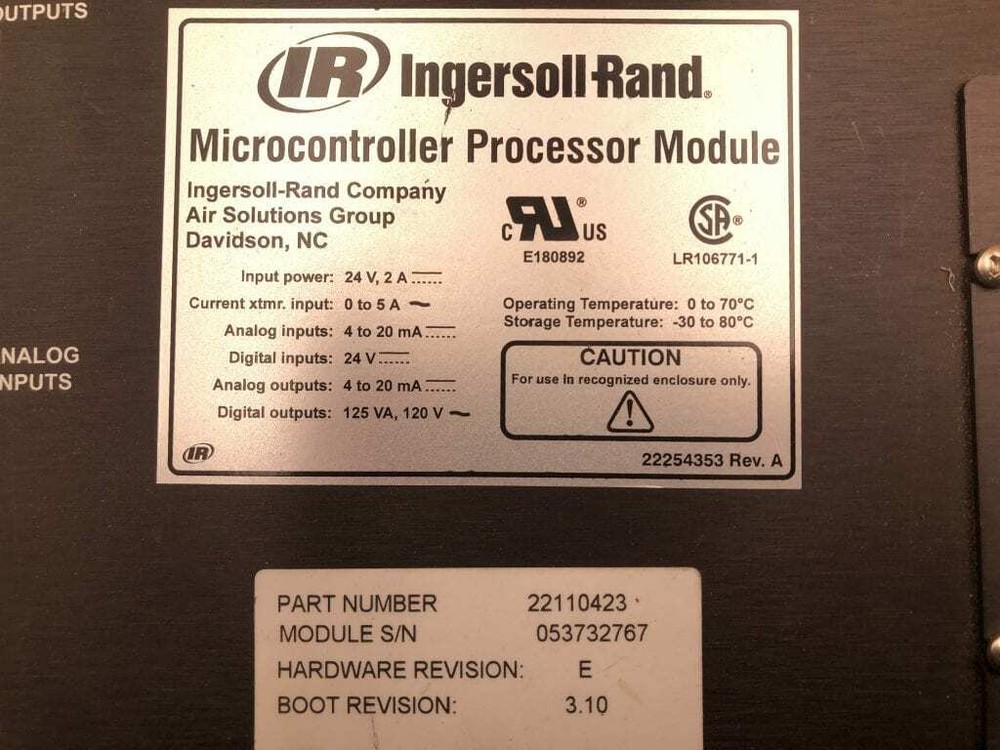 Ingersoll-Rand 22110423 Microcontroller Processor Module 120VAC out 24VDC in