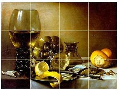 Tile Mural Still Life Oyster Breakfast Kitchen Wall Backsplash Marble Ceramic