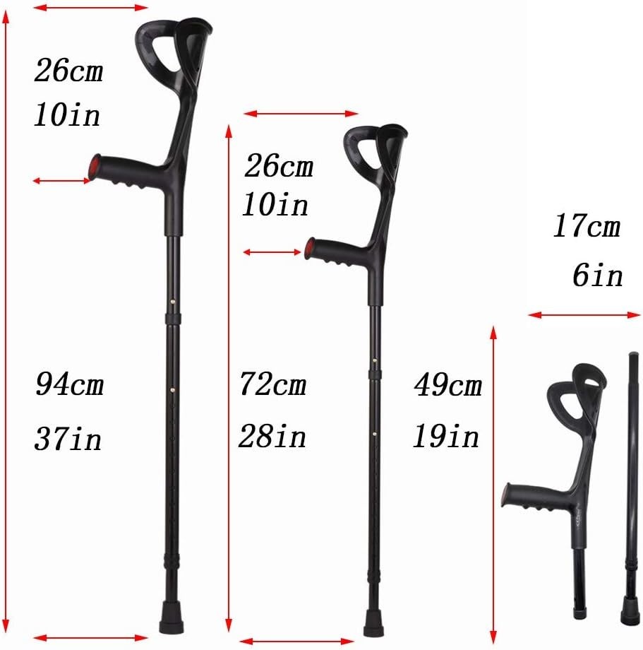 Lightweight Foldable Forearm Crutch with Ergonomic Handle - 72-94cm Adjustable