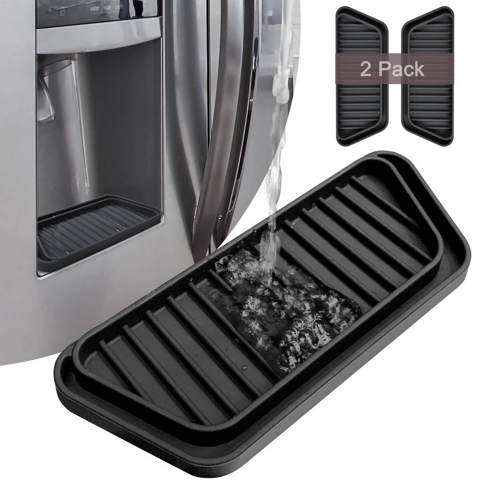 KindGa Refrigerator Drip Catcher 2 pack Rectangular Black, Black