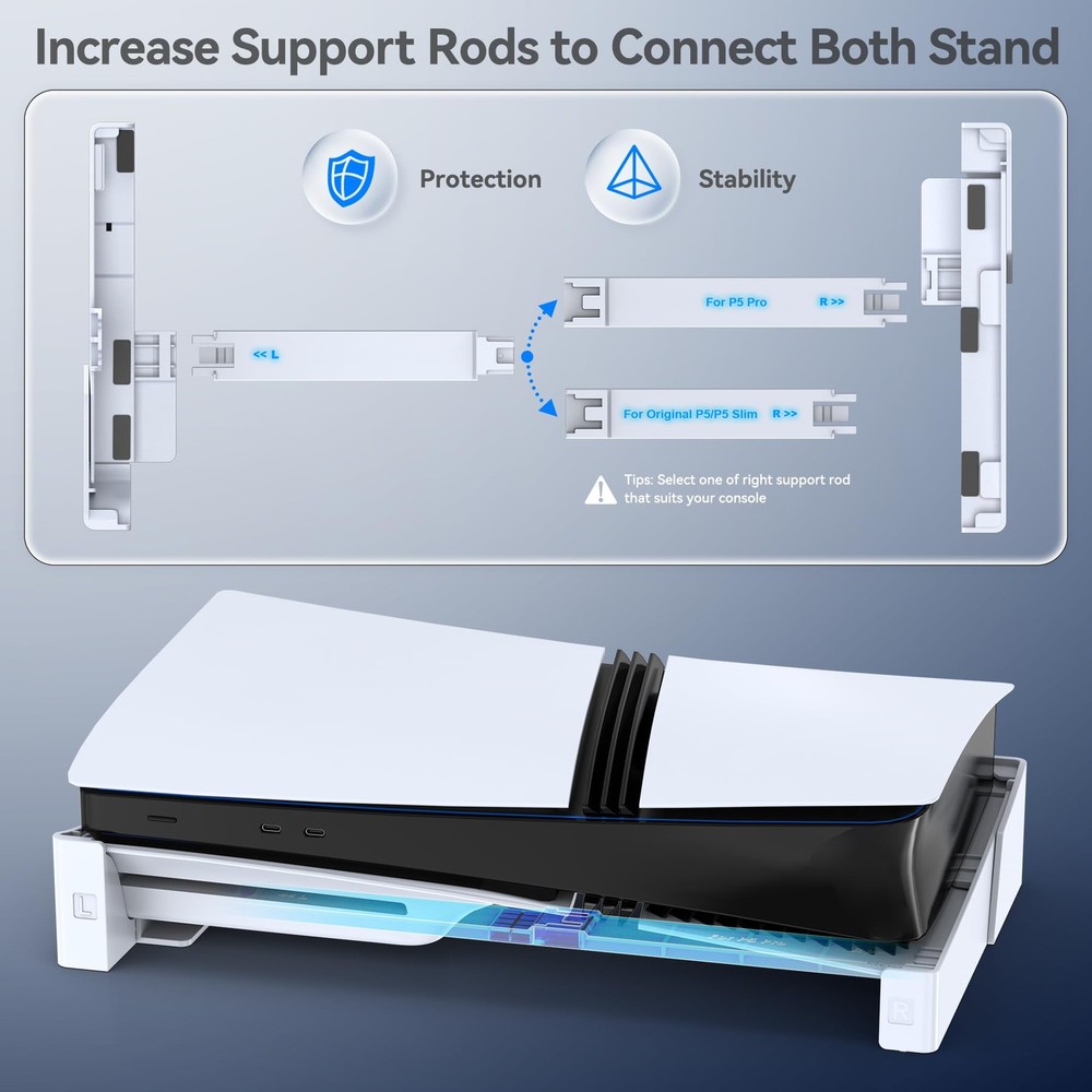 PS5/Slim/Pro Horizontal Stand for Disc & Digital Console, Stable PS5 Accessor...