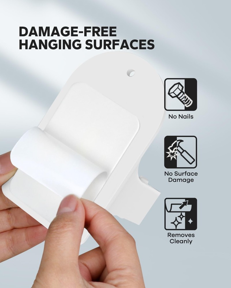 MCOMCE Plastic Broom Holder Wall Mount, White, 4 Count 4 Count, White