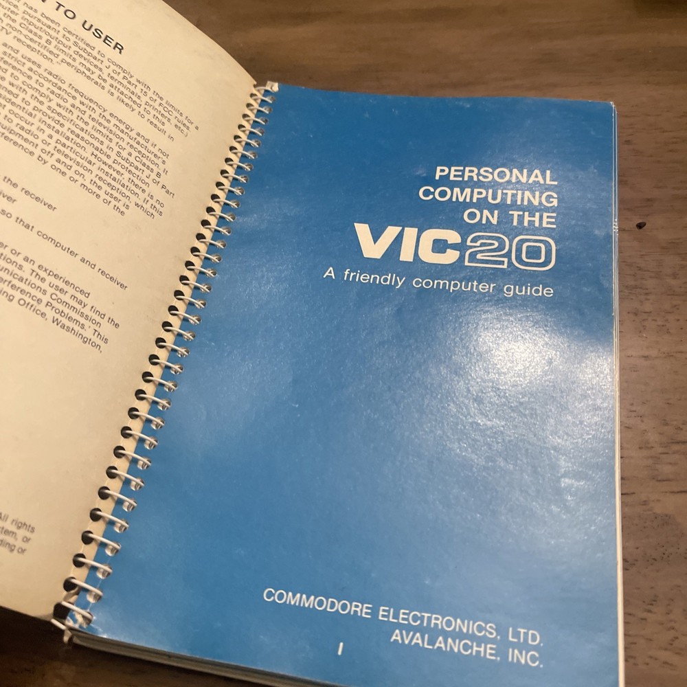 1981 Personal Computing on the Vic 20: A Friendly Computer Guide, Spiral Bound