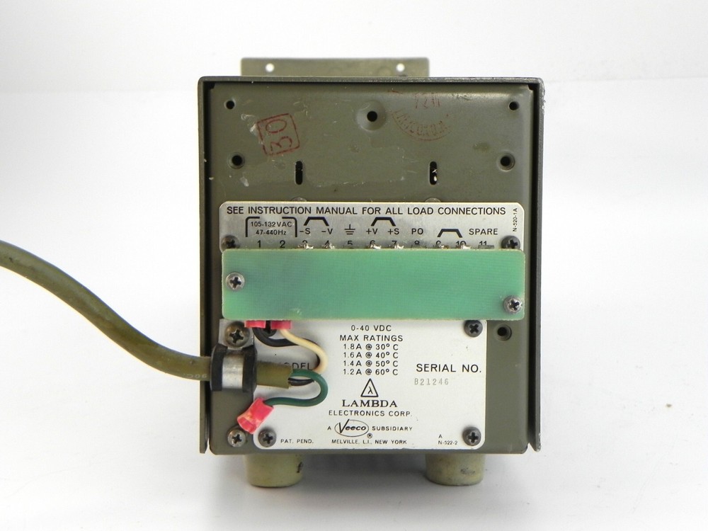 Lambda LP-522-FM Regulated DC Power Supply, 40V, 1.8A Powers On, Physical Damage