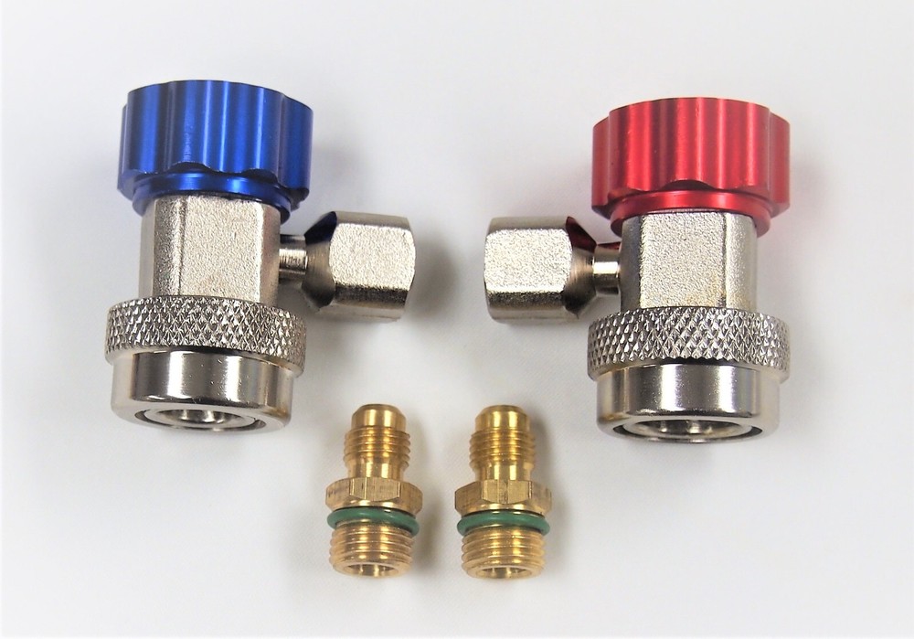 Pair R134a Adjustable Quick Coupler Adapter High Low Side AC HVAC Conversion Kit