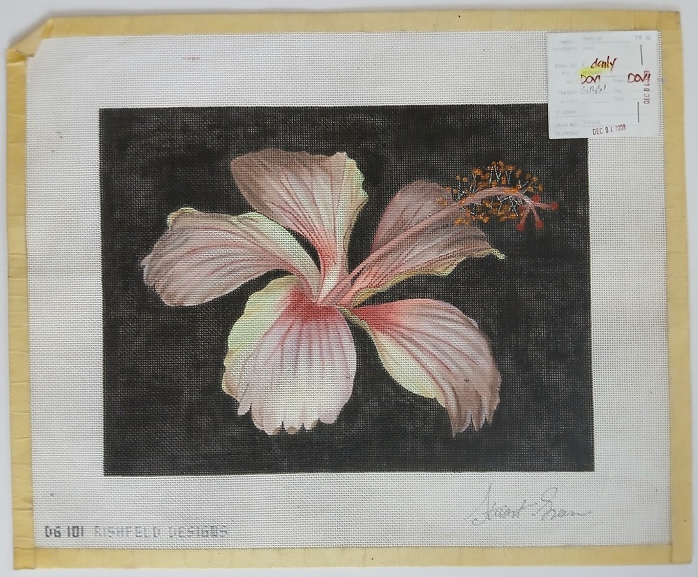 Rishfeld Designs Lily Stuart Green Hand Painted Needlepoint Canvas