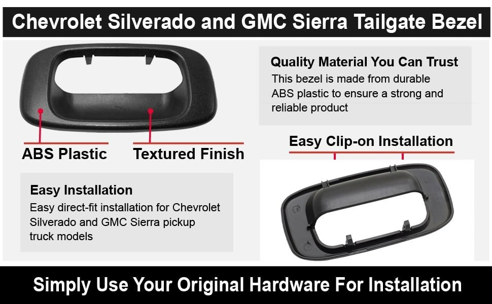 Tail Gate Tailgate Handle Bezel Trim For 1999-2007 Chevy Silverado GMC Sierra
