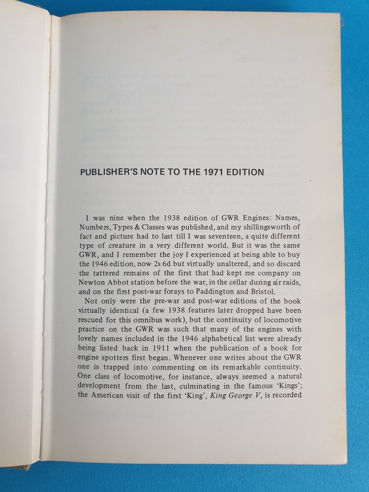GWR Engines - Names, Numbers, Types & Classes, 1971 Composite Edition hardback