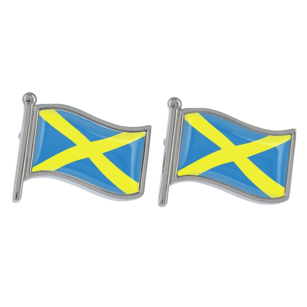 St Albans Wave Flag Silver Cufflinks Presented in a Personalised Chrome Box
