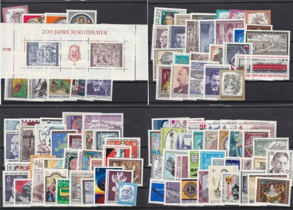 AUSTRIA 1976 - 1979 Complete with Block and Mini Sheet, MINT/NH