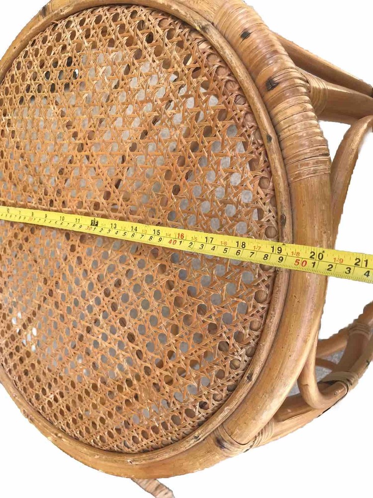 Mid Century RATTAN CANE STOOL Side Table Boho Chic Stool CLASSIC Design💕