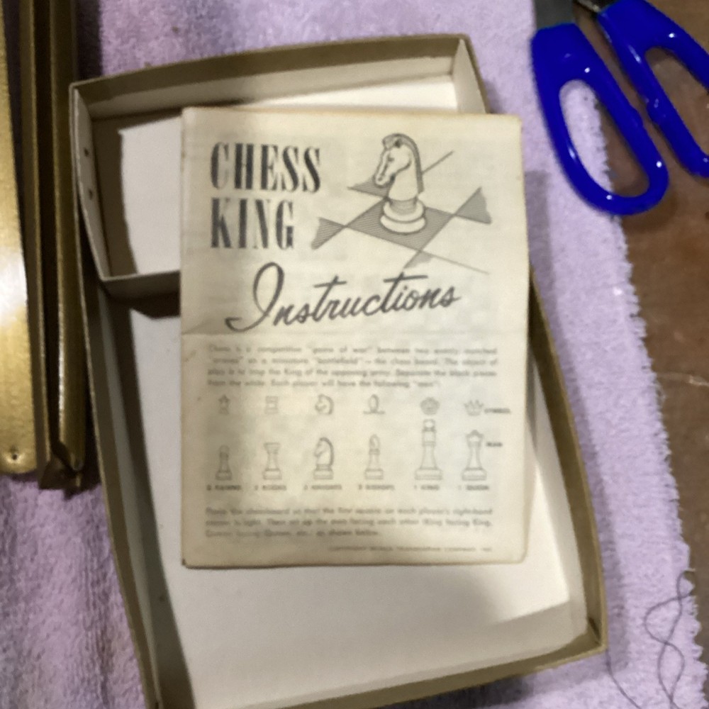 Vintage 1962 Transogram Championship Chessboard - Complete