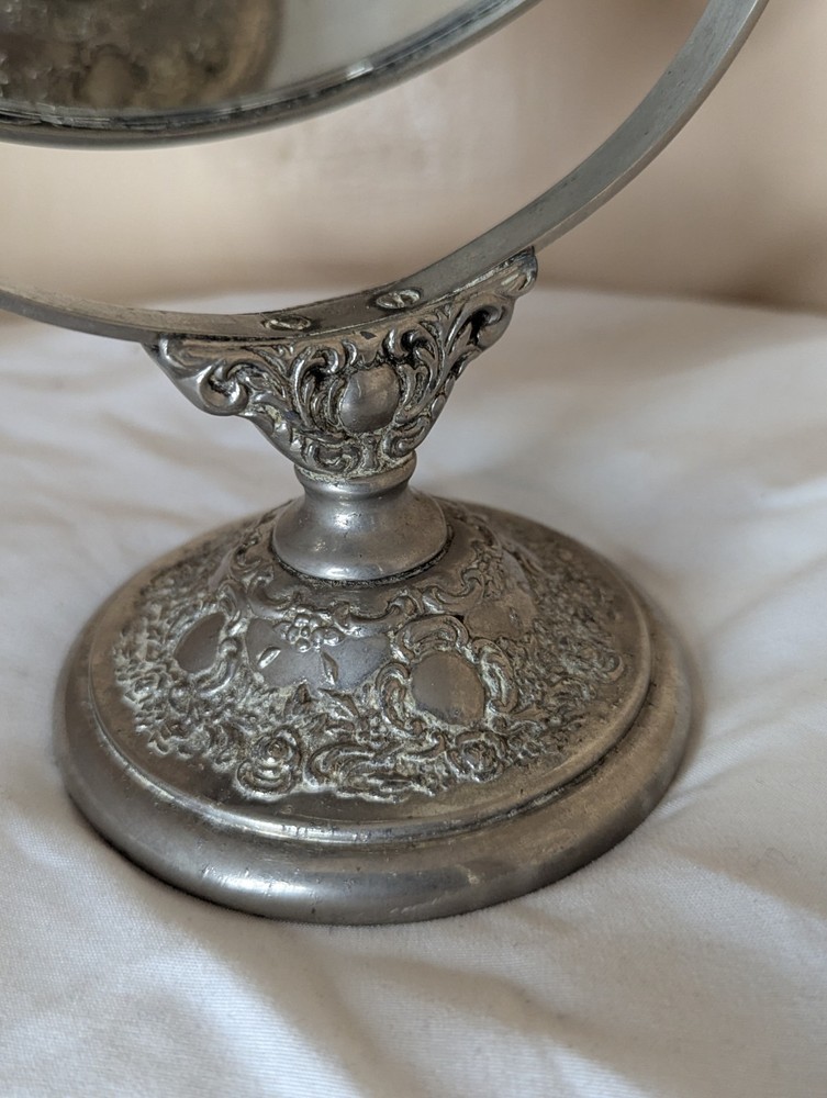 Vintage Victorian Silver Plated Standing Mirror