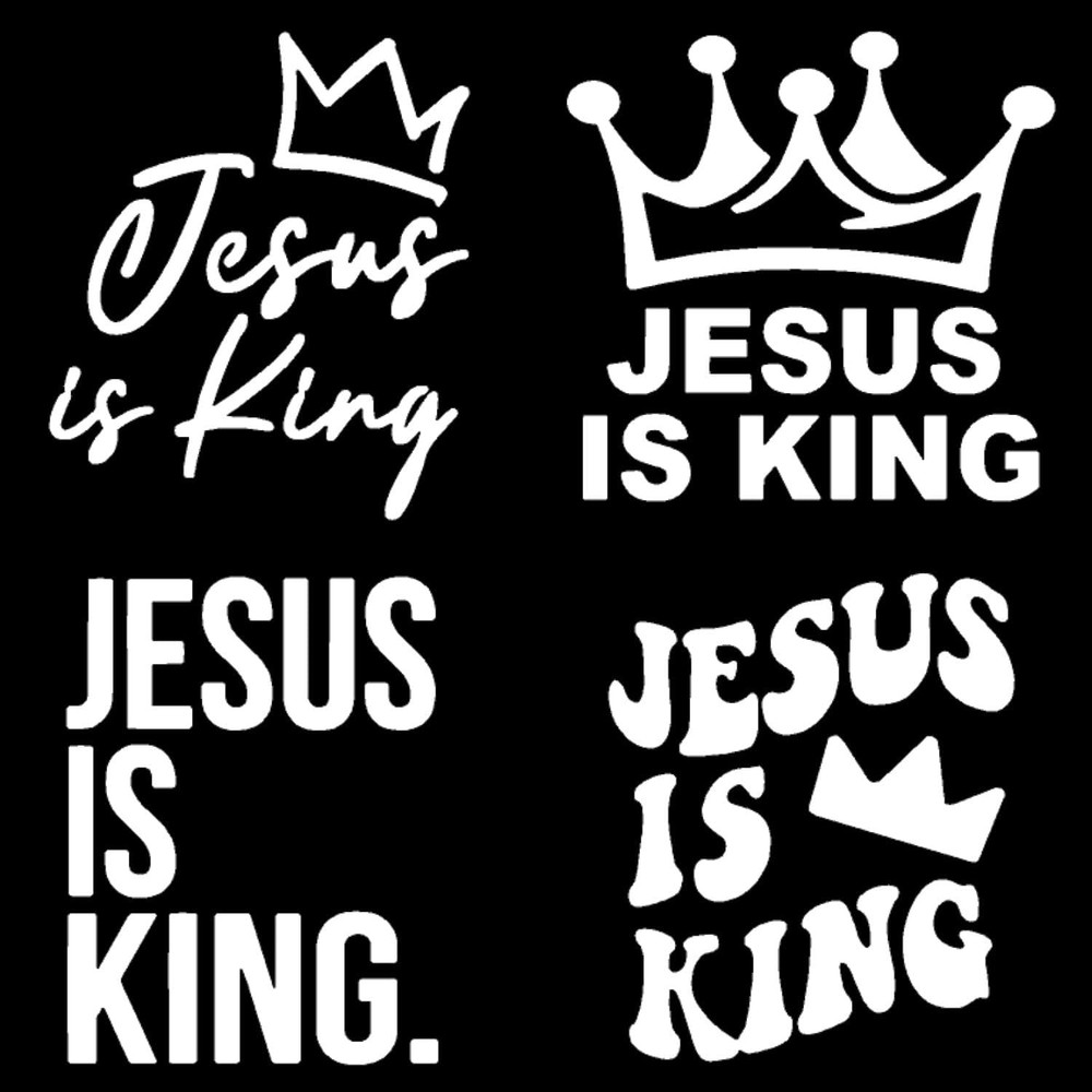 Decals 4 Pack: Crown, Cursive, Small White (3.5")-Small ~3.5"-White