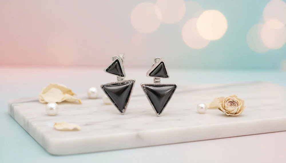 Black Prism Drop Earrings