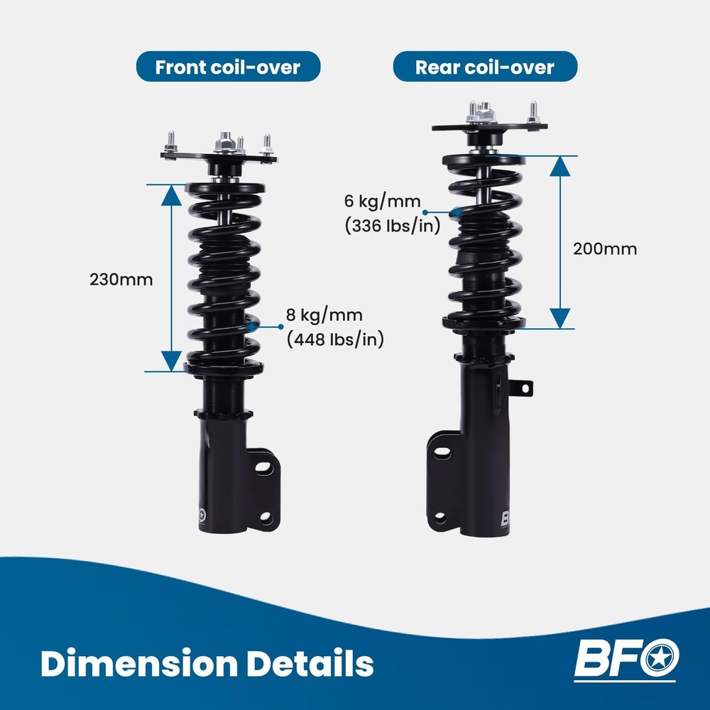 Corolla E90 Coilovers Adjustable Height Lowering Kit Black 1987-1999