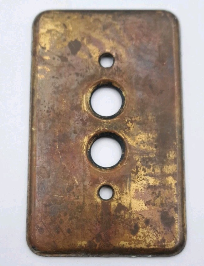 Vintage Push Button Light Switch Wall Plate Covers Rectangle Brass Hardware