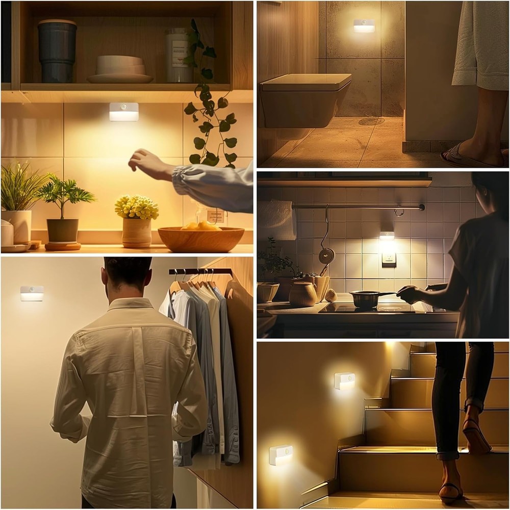 Versatile 8 Pack Wireless Indoor Lights - Motion Sensor Warm White Illumination