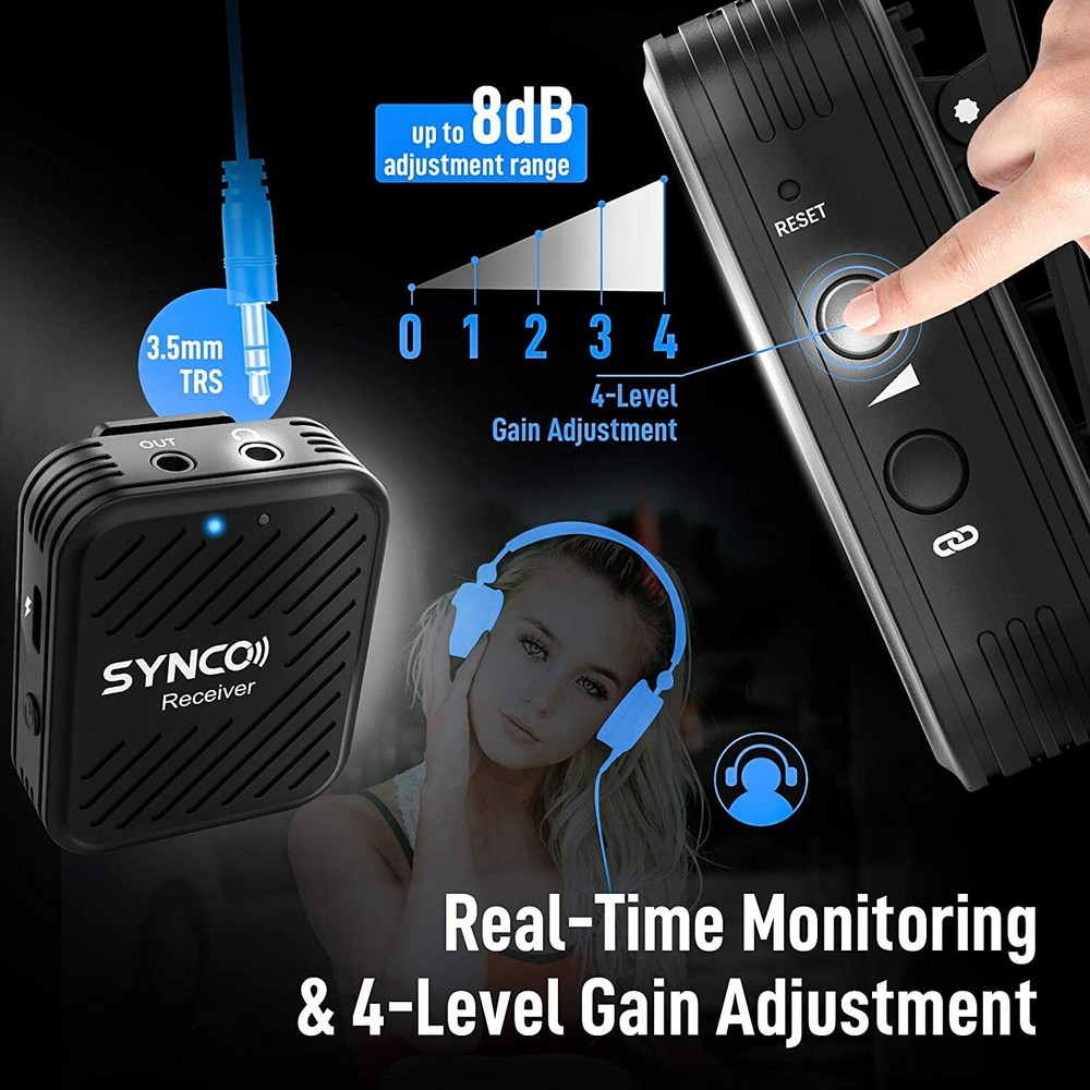 SYNCO G1(A1) Wireless Microphone System with Transmitter Receiver Kit For Camera