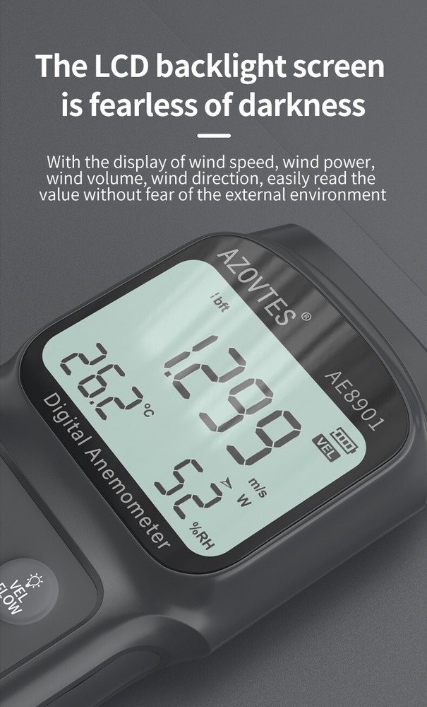 Multi-function Digital anemometer AE8901 split anemometer 0.3~45.0m/s