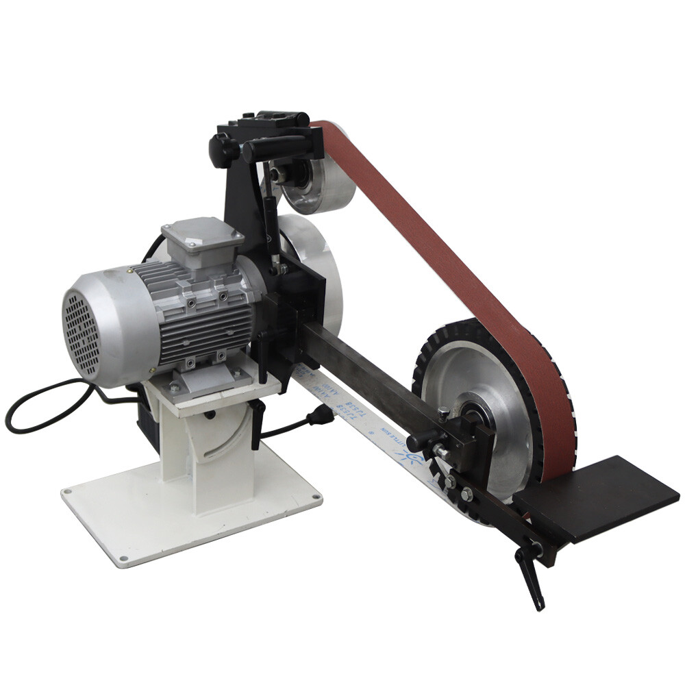 Vertical & Horizontal Frequency Conversion Belt Sander Grinder 3 Grinding Wheels