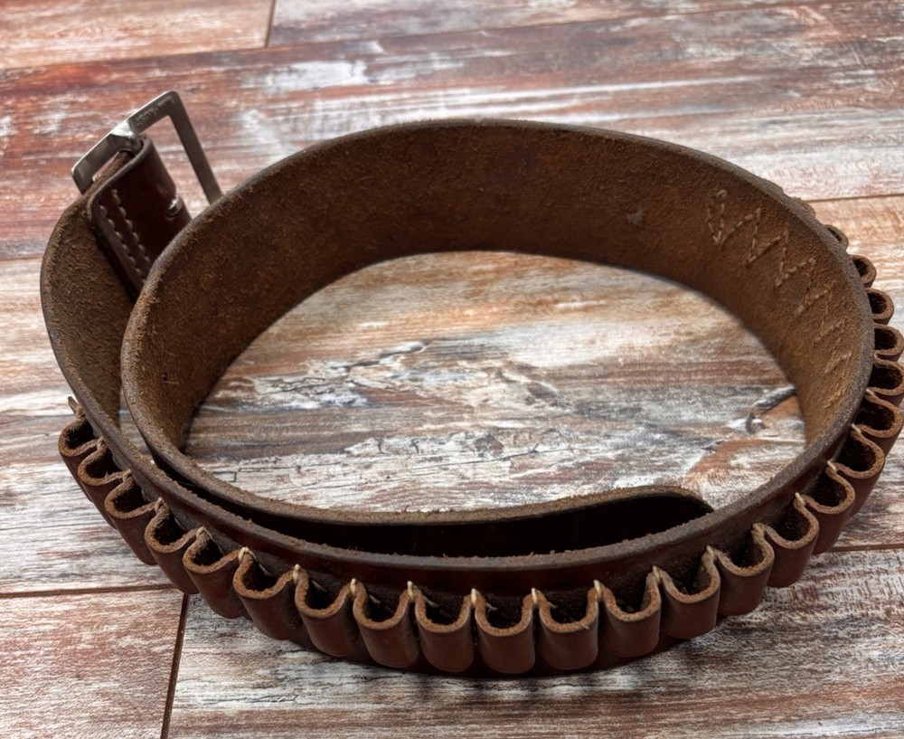 Vintage Hunter Leather Ammo Belt Brown 138 Small