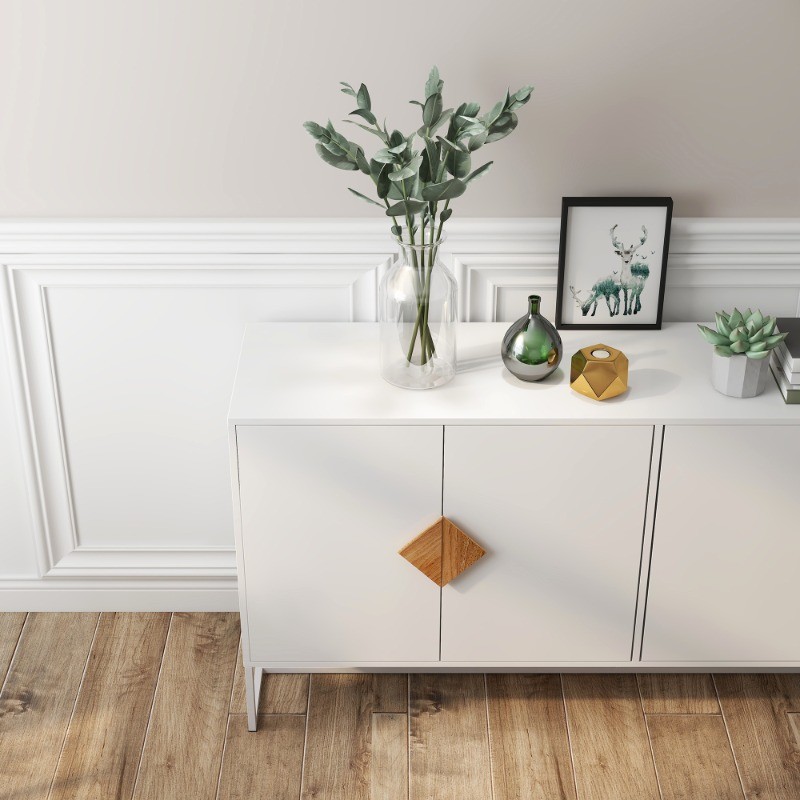 Solid wood special square handle design with 4 doors and double storage sideboar